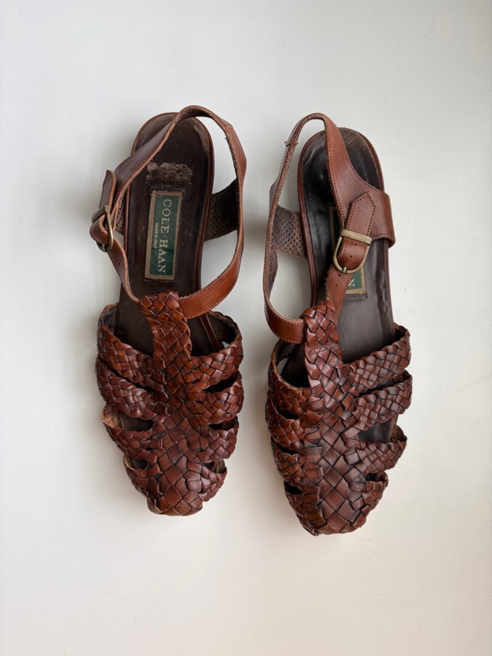 Cole Haan Vintage Brown Woven Leather Sandals - listed 8.5, fits like 7.5